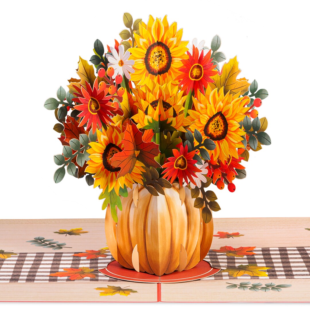 Yootiko 3D Pop-Up Flower Bouquet Cards - Set Of 4 Floral Greeting Cards With Envelopes